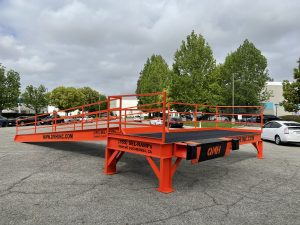 Custom Dock Platform with a Dock Leveler and Ramp Extension and Safety Handrails